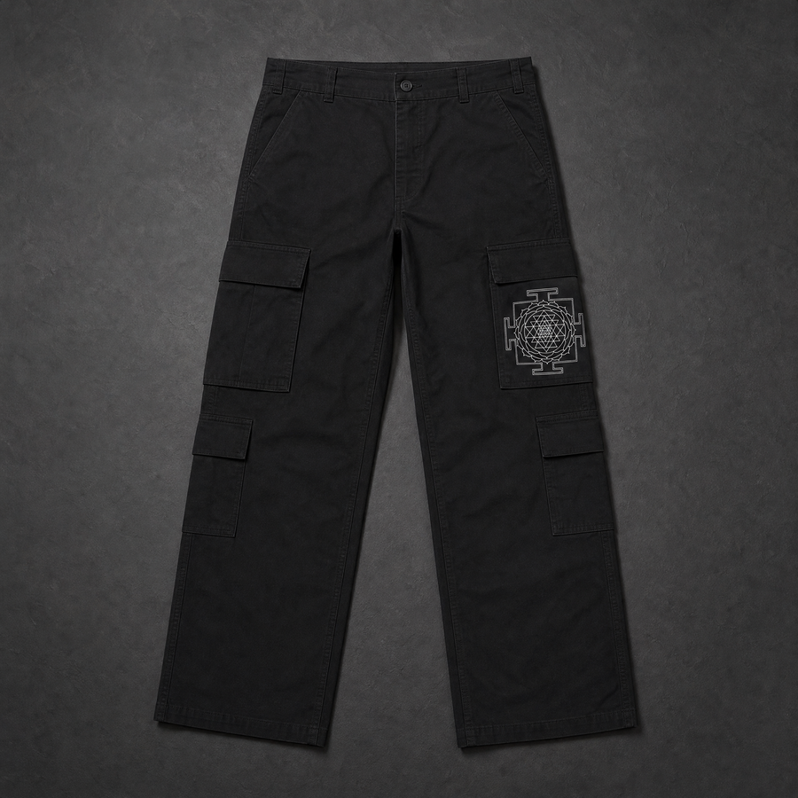 Sri Yantra Straight-Leg Cargo Pants Front