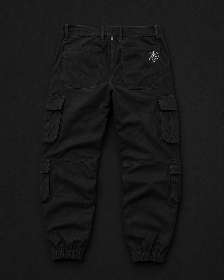Vesica Piscis Cargo Pants Back — Vertex Origin Studio