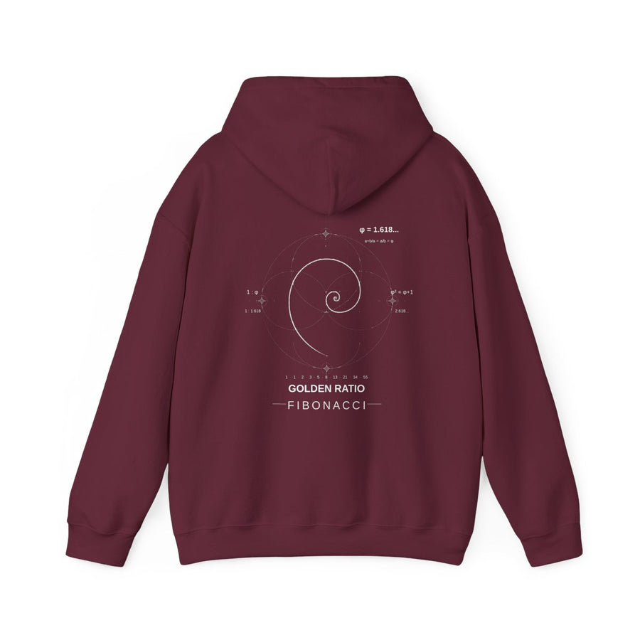 Fibonacci Spiral Hoodie — Maroon — Back Design