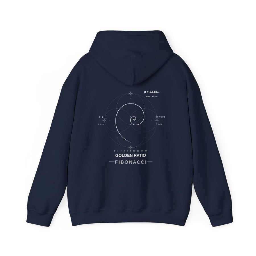 Fibonacci Spiral Hoodie — Navy — Back Design