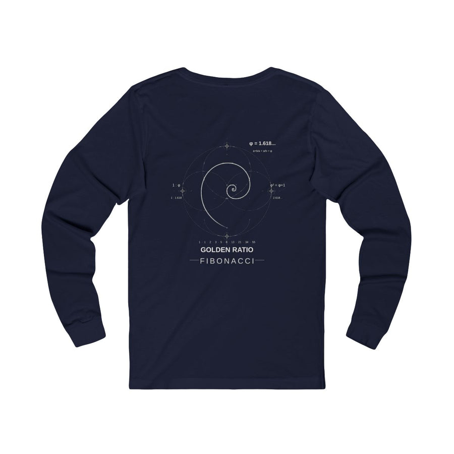 Fibonacci Spiral Long Sleeve — Navy — Back Design