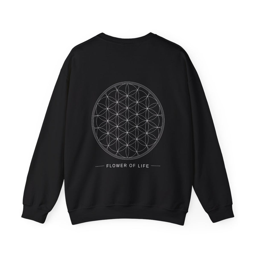 Flower of Life Crewneck — Black — Back Design