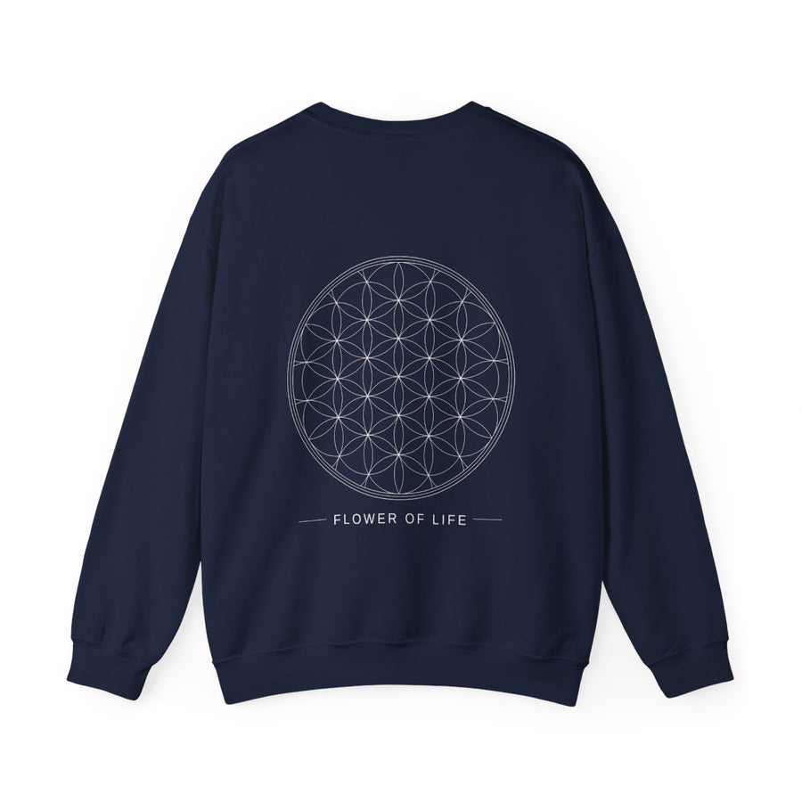 Flower of Life Crewneck — Navy — Back Design