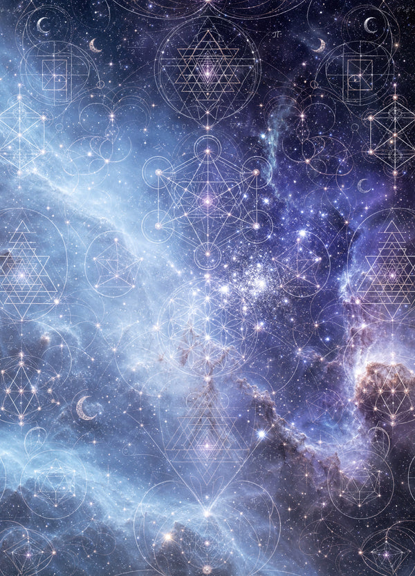 Sacred Geometry Cotton Duvet Cover — Celestial Weave — Winter
