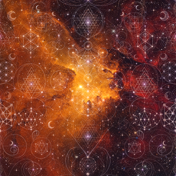 Sacred Geometry Throw Pillow Case — Celestial Weave — Autumn