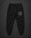 Flower of Life Fleece Joggers — perfectly round sacred geometry print — Vertex Origin Studio