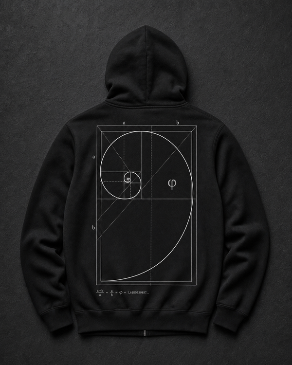 Golden Ratio Zip Hoodie Back — Golden ratio blueprint design — Vertex Origin Studio