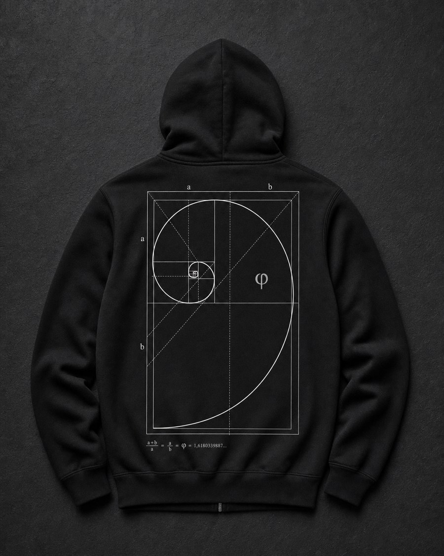 Golden Ratio Zip Hoodie Back — Golden ratio blueprint design — Vertex Origin Studio