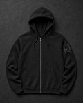 Golden Ratio Zip Hoodie Front — Fibonacci spiral sleeve detail — Vertex Origin Studio