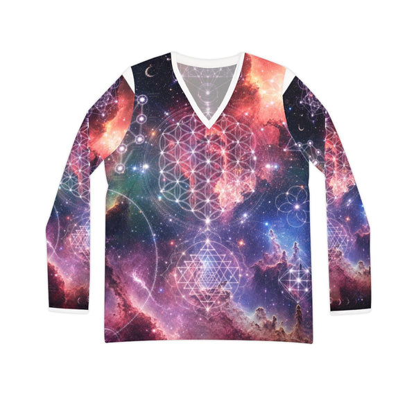 Sacred Geometry Pyjama Top — Cosmic Bloom (Women's V-neck)
