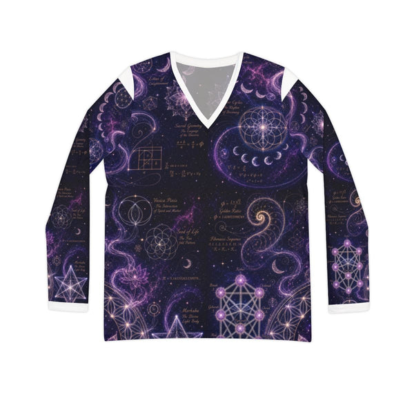 Sacred Geometry Pyjama Top — Divine Origin (Women's Long Sleeve V-neck)