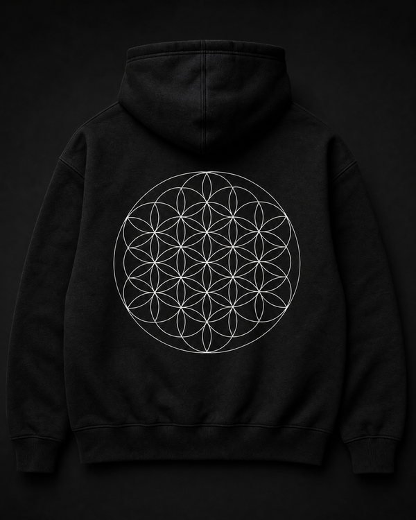 Flower of Life Hoodie Back — Vertex Origin Studio