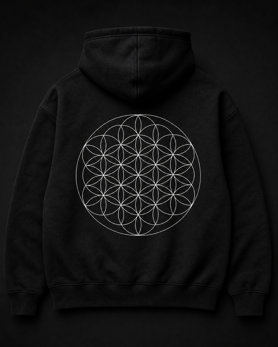 Flower of Life Hoodie Back — Vertex Origin Studio