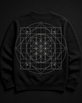 Sacred Grid Crewneck back — Vertex Origin Studio