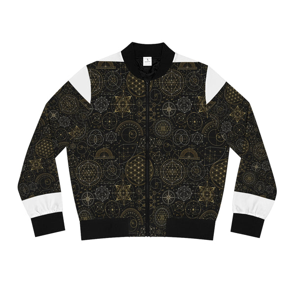 Women's Sacred Geometry Bomber Jacket — Cosmic Blueprint