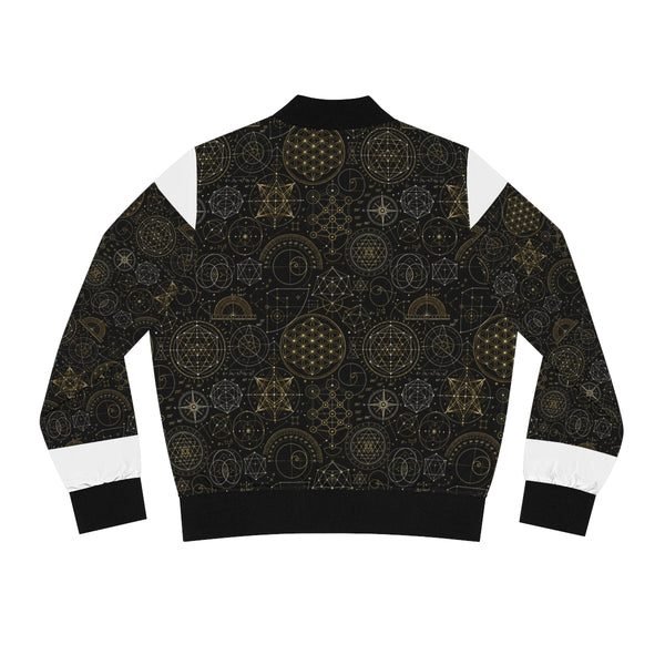 Women's Sacred Geometry Bomber Jacket — Cosmic Blueprint