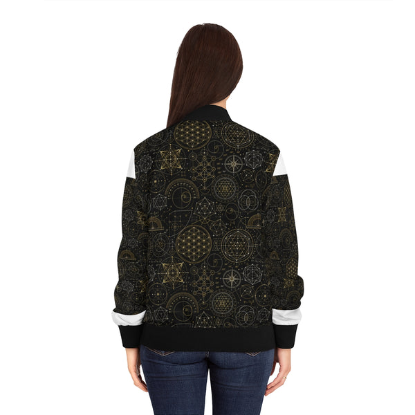 Women's Sacred Geometry Bomber Jacket — Cosmic Blueprint