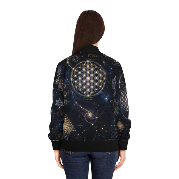 Women's Sacred Geometry Bomber Jacket — Cosmic Constellation