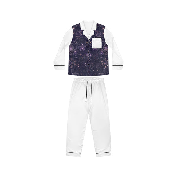 Women's Sacred Geometry Satin Pajamas — Celestial Weave — Back